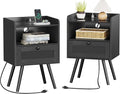 SUPERJARE Nightstands with Charging Station, Bedside Table Set of 2 with by SUPERJARE