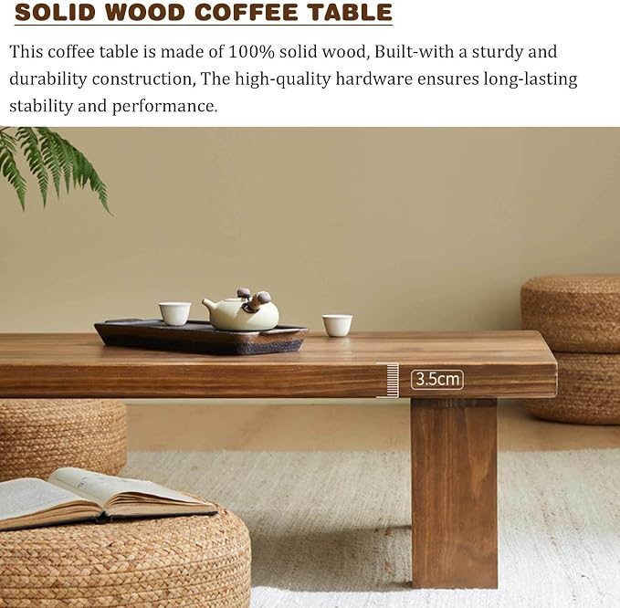 Japanese Style Solid Wood Coffee Table - Image 6