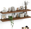 Fun Memories Floating Shelves for Wall, 48 Inch Long Set of 2 Rustic Wood Wall by FunMemories
