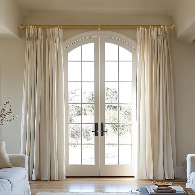 Modern Gold Curtain Rods for Windows 28 to 48 Inch 1" Diameter Adjustable Heavy - Image 2
