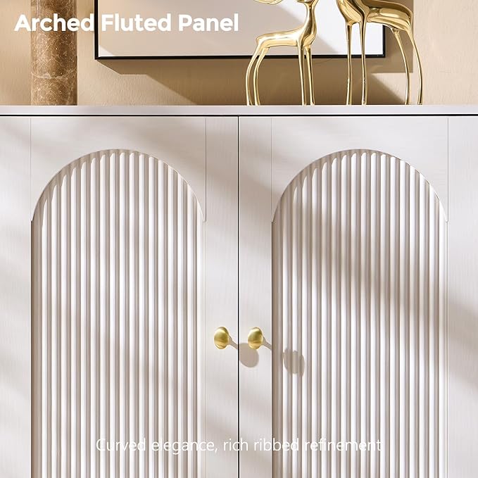 IFBUY Modern Sideboard Buffet Cabinet, 61.75" W Fluted Arched Buffet Cabinet - Image 3