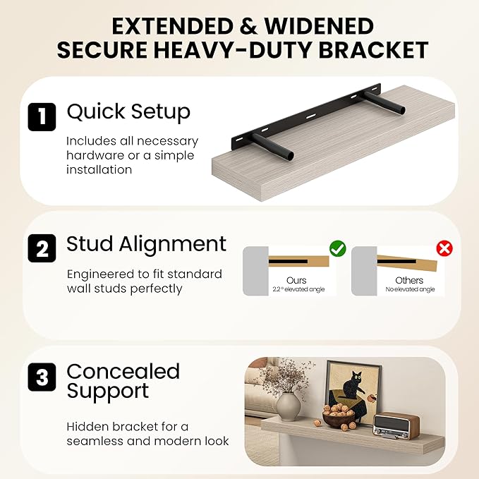Fun Memories 67Inch Long Floating Shelves, 8 Inch Deep Shelves - Image 5