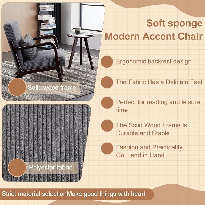 Mid-Century Modern Accent Chair & Coffee Table Set - Image 7