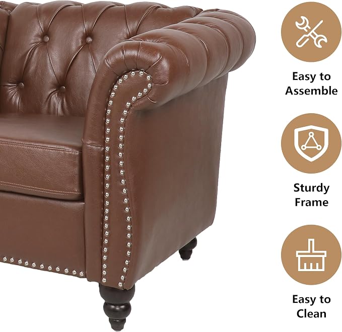 QHITTY 3 Piece Living Room Set, Sectional Chesterfield Sofa Chair Contemporary - Image 5