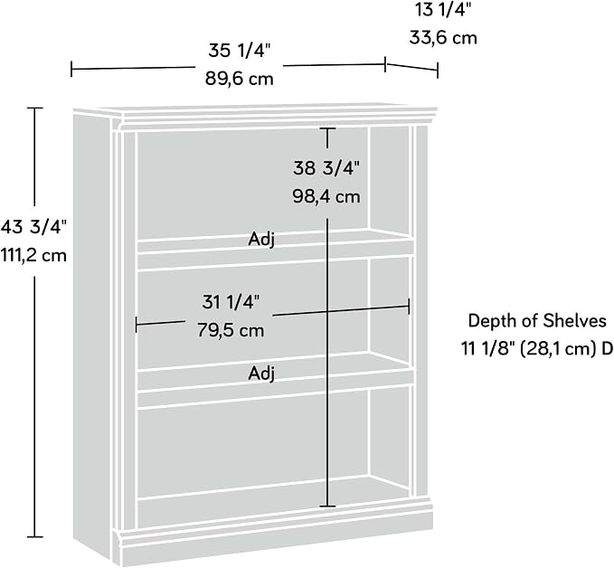 Sauder Miscellaneous Storage 3-Shelf Bookcase/ Book shelf, Jamocha Wood finish - Image 3