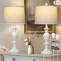 Cinkeda 28" White Farmhouse Table Lamps Set of 2 by Cinkeda