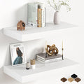 Fun Memories 12 Inch Deep White Floating Shelf, 24 x 12 Rustic Wood Wall Shelf by FunMemories