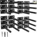 LEOPO Black 24-Pack 5 inch Floating Shelf Brackets, Hidden Shelf Bracket by FinestHomeDecor