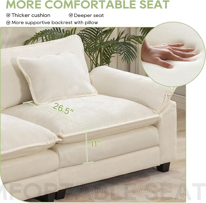 Oprisen 86" Modular Sectional Sofa, Comfy Cloud Couch Sectional Sofa - Image 4