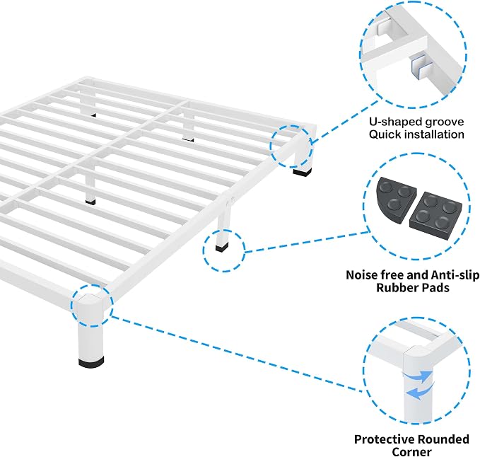 ROIL 4 Inch White King Bed Frame - Image 5