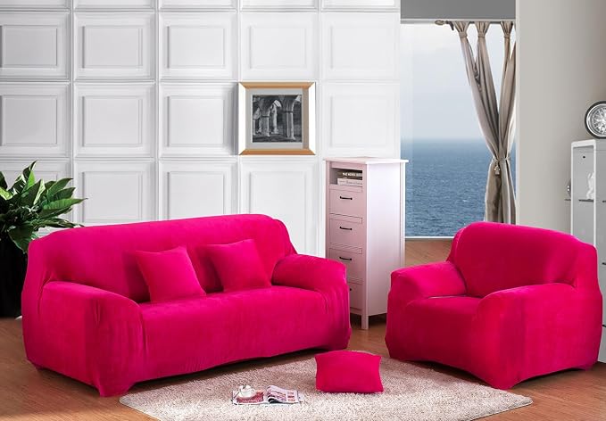 vctops 1-Piece Velvet Plush Stretch Loveseat Sofa Slipcover - Image 2