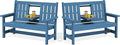 SERWALL Outdoor Bench with Cup Holder, Oversized 58" HDPE Porch Bench Suitable by SERWALL