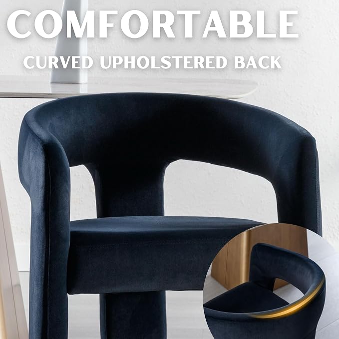 RIVOVA Modern Barrel Dining Chair, Velvet Upholstered Accent Side Chair - Image 4