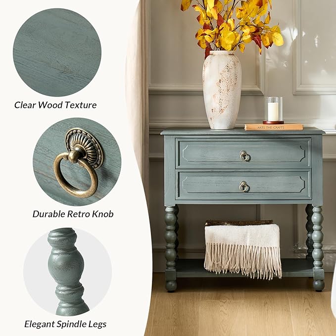 HULALA HOME Farmhouse Storage End Table Set of 2 - Image 5
