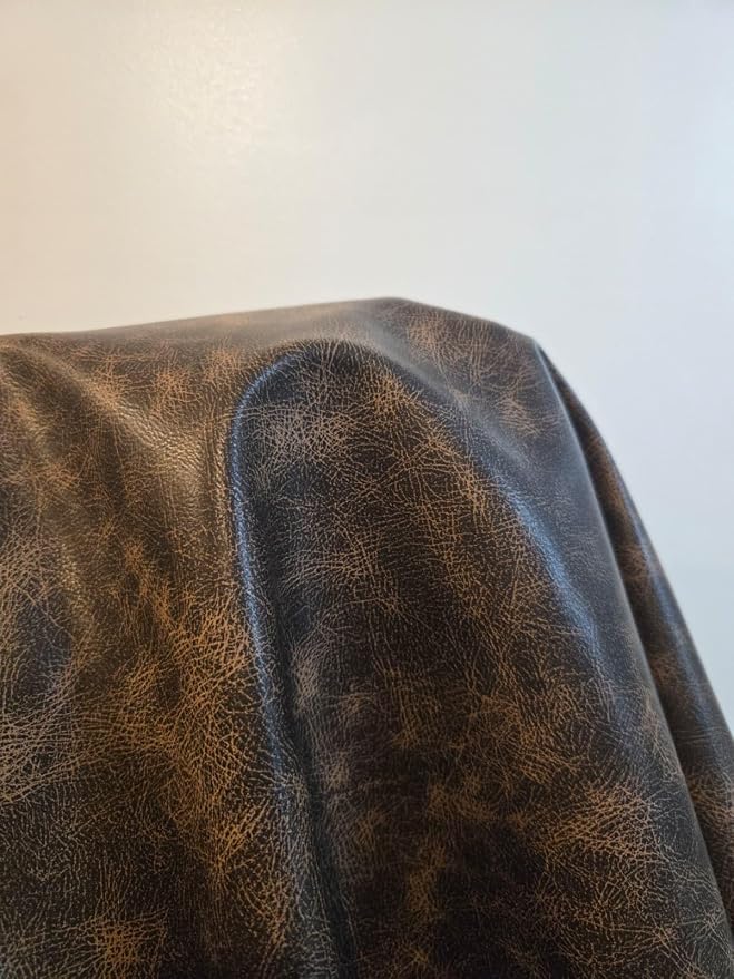 Brown Vintage Distressed Soft Faux Leather Fabric PU Peta Approved Vegan - Image 9