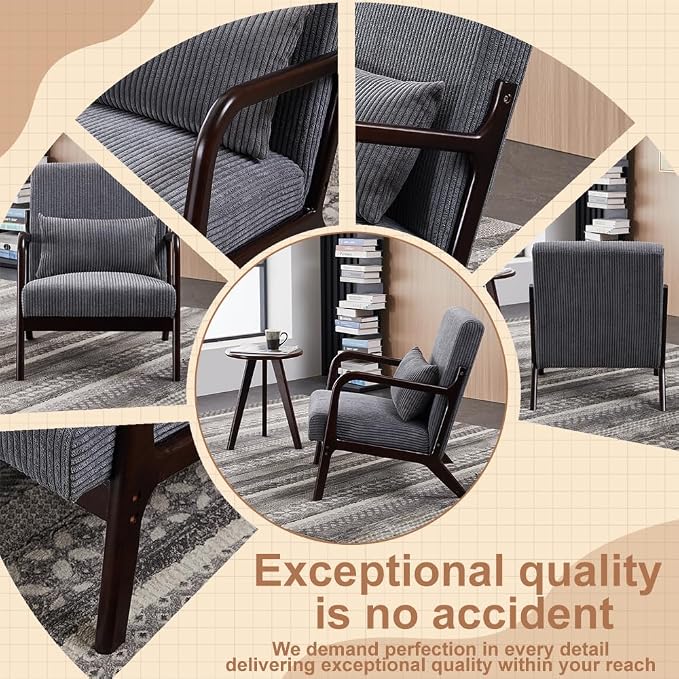 Mid-Century Modern Accent Chair&Coffee Table Set, Vintage Luxury Style - Image 8