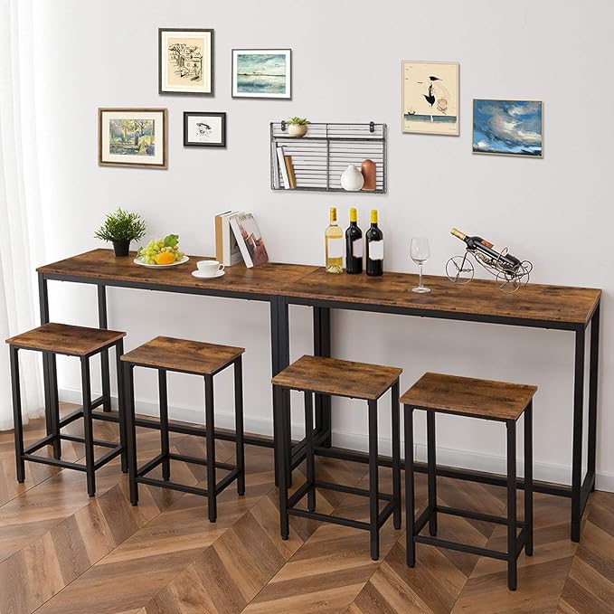 HOOBRO Bar Table and Chairs Set, 47.2” Rectangular Pub Table - Image 3