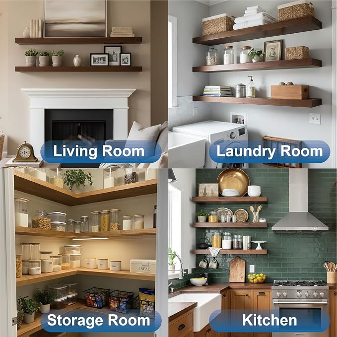 LEOPO Black 4-Pack 8 inch Floating Shelf Brackets, Hidden Shelf Bracket - Image 8