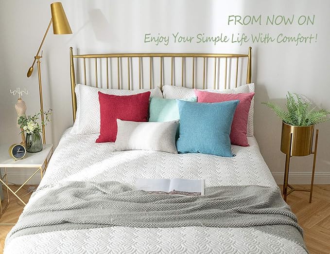 Stellhome Fall Burlap Throw Pillow Covers Square Solid Farmhouse Linen Cushion - Image 7