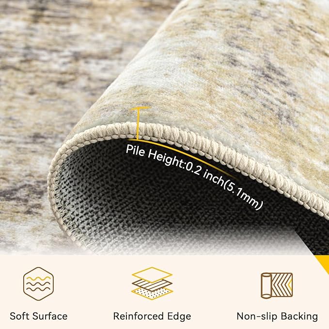 RELEANY Washable Area Rugs 8'x10' Non-Slip Modern Abstract Soft - Image 4