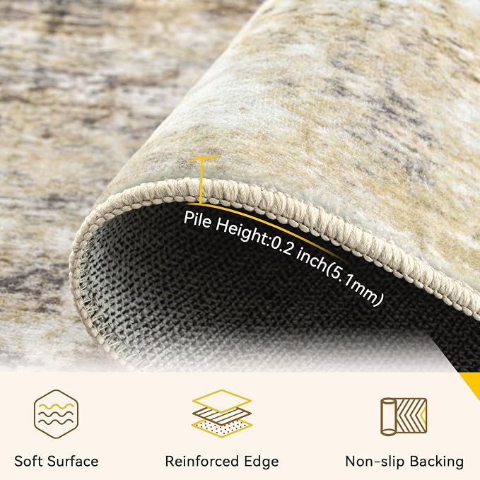 RELEANY Washable Area Rugs 2'x8' Non-Slip Modern Abstract Soft - Image 5