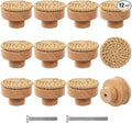 ANPHSIN 12 Pack Boho Wood Dresser Drawer Knobs- Handmade Rattan Woven Cabinet by ANPHSIN