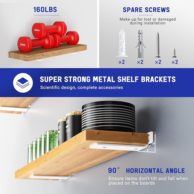 Goovilla Shelf Bracket, Heavy Duty Floating Shelf Brackets 8 inch Long - Image 3