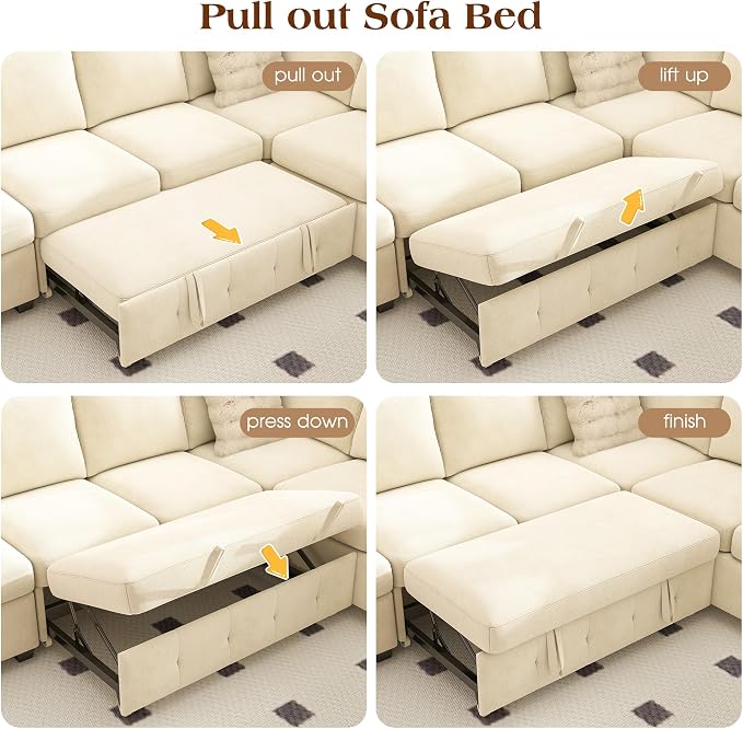 Ihanherry 59-inch Convertible Sofa Bed, Pull Out Sleeper - Image 6