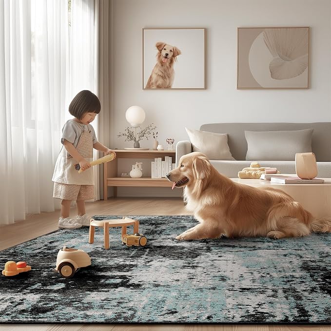 RELEANY Washable Area Rugs 7'x9' Non-Slip Modern Abstract Soft - Image 8
