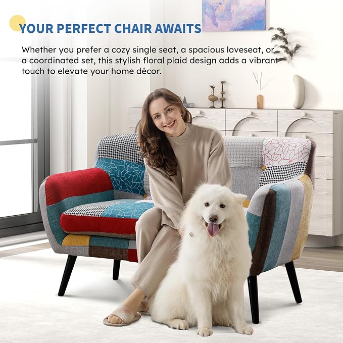 Bonzy Home Modern Colorful 4 Piece Coroful Fabric Sofa Set, Included 2 Accent - Image 8