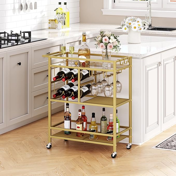 MAHANCRIS Bar Cart for Home, 3-Tier Serving Cart - Image 3