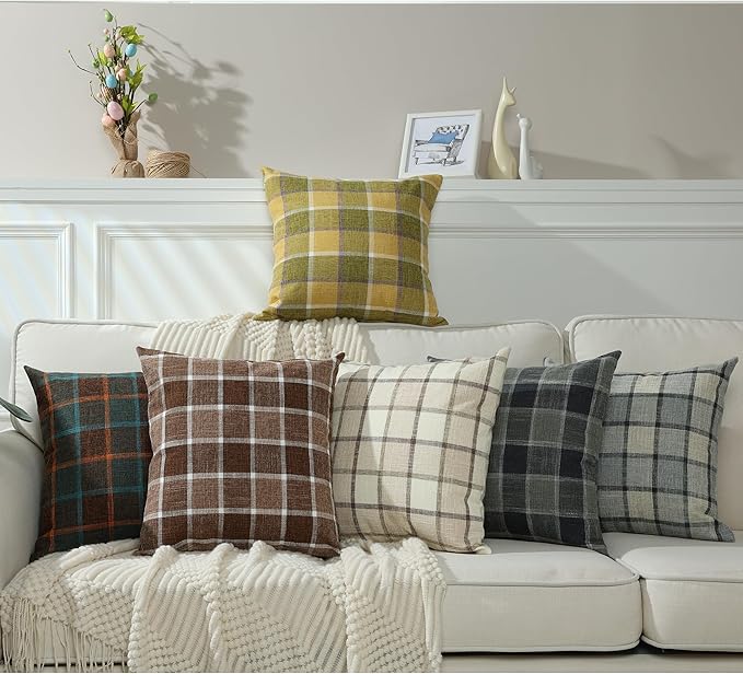 Stellhome Burlap Throw Pillow Covers Square Solid Linen Decorative Cushion - Image 7