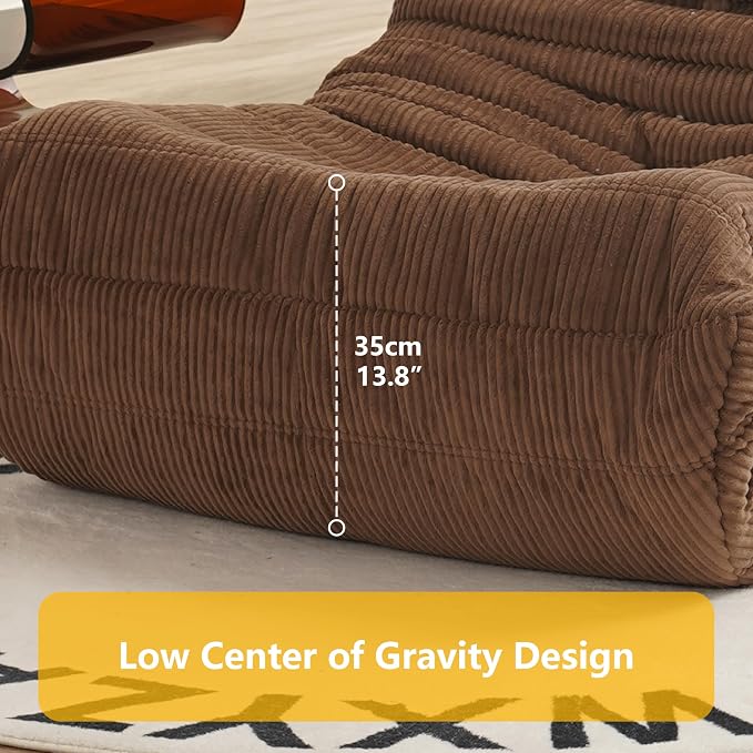 N&V Fireside Mid Century Armless Floor Sofa, Soft Premium Corduroy Floor Lounge - Image 2