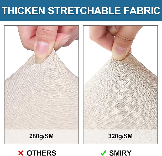 Smiry Waterproof Seat Covers for Dining Room Chairs Set of 4, Stretch Jacquard - Image 4