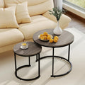 Giantex Nesting Coffee Table Set of 2, Round Stacking Side Tables by Giantex