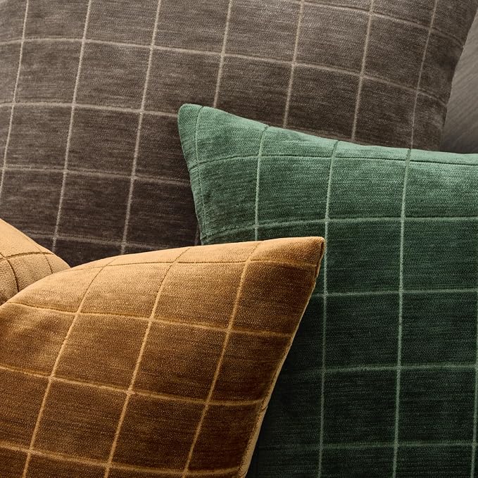MIULEE Decorative Chenille Check Euro Shams Throw Pillow Covers Vintage Plaid - Image 2