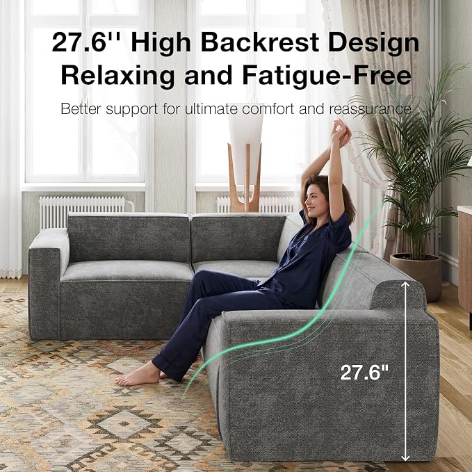 Novilla 134" Modular Sectional Sofa, No Assembly Cloud Sectional Couch - Image 5