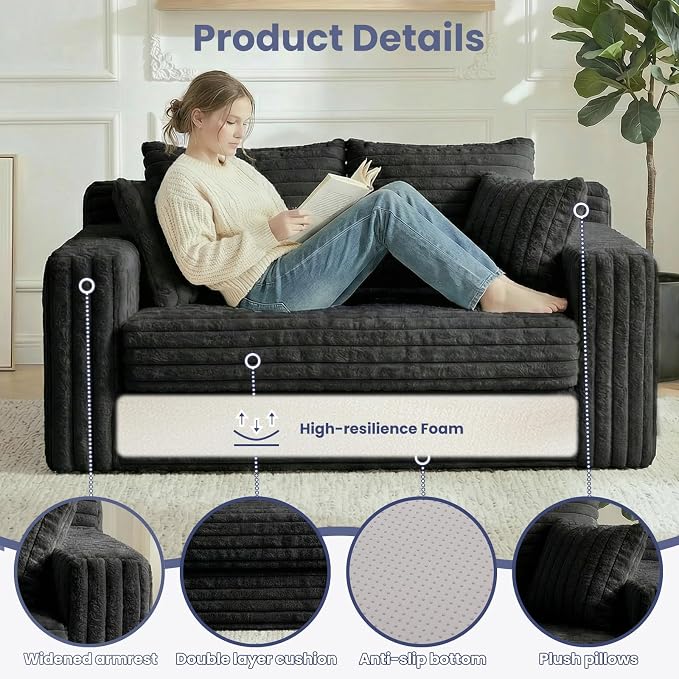 3-in-1 Convertible Sofa Bed: Boneless Loveseat Sleeper & Folding Couch Bed - Image 4