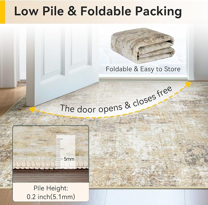RELEANY Washable Area Rugs 2'x3' Non-Slip Modern Abstract Soft - Image 6