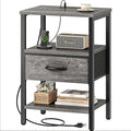 SUPERJARE Nightstand with Charging Station, Bed Side Table with Adjustable by SUPERJARE
