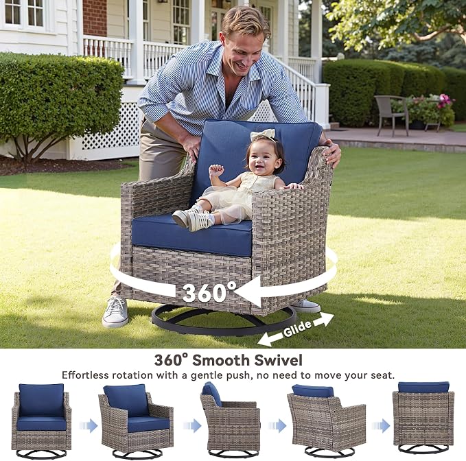 Outdoor Swivel Rocker Patio Chairs-High Back Wicker Swivel Rocker Patio Chairs - Image 2