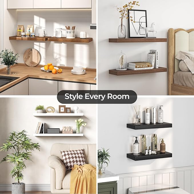 Fun Memories Floating Shelves for Wall, 30 Inch Set of 2 Rustic Wood Wall - Image 7
