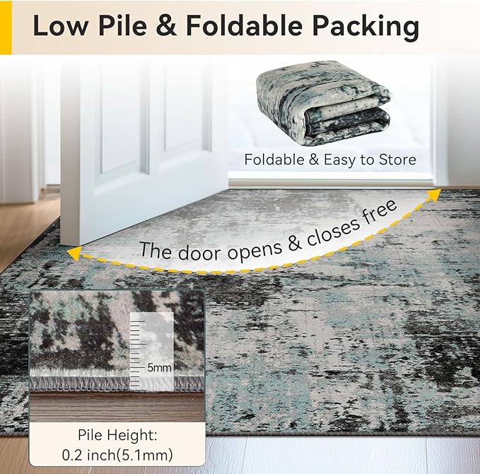 RELEANY Washable Area Rugs 5'x7' Non-Slip Modern Abstract Soft - Image 6