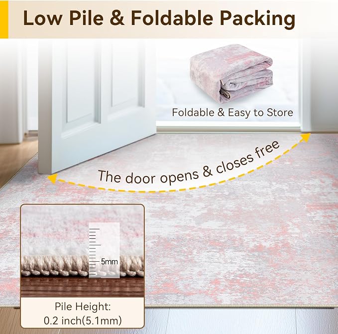 RELEANY Washable Area Rugs 5'x8' Non-Slip Modern Abstract Soft - Image 6