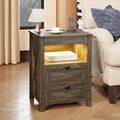 HWB LED Nightstand with Gun Drawer: Bedside Table with Charging Station by HWBEnjoywarmhome