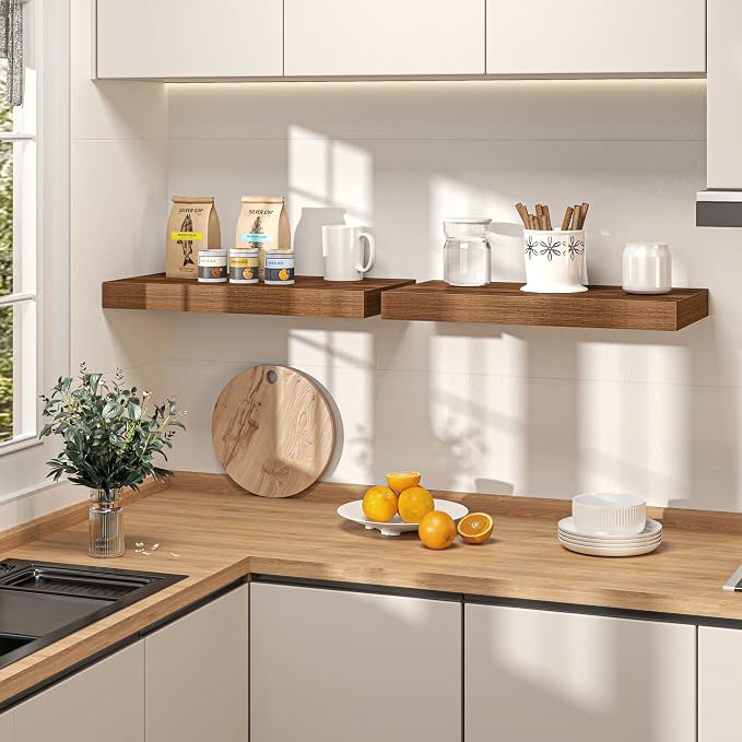Walnut Floating Shelves 55Inch Long, 12 Inch Deep Floating Shelves - Image 8