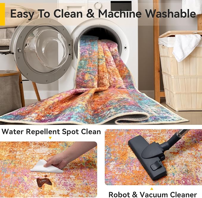 RELEANY Washable Area Rugs 10'x14 Non-Slip Modern Abstract Soft - Image 5