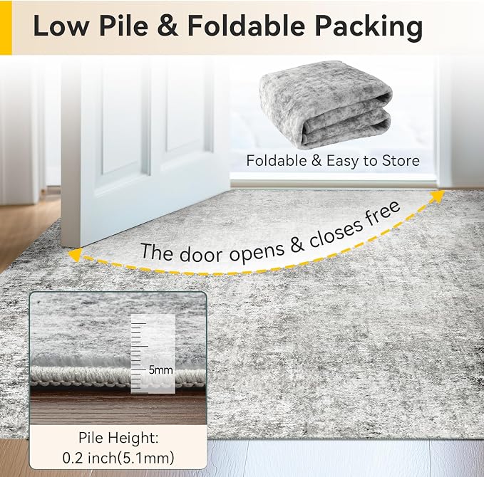 RELEANY Washable Area Rugs 6'x9' Non-Slip Modern Abstract Soft - Image 7