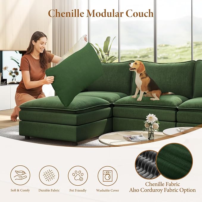 Vesgantti 108" Modular Sectional Sofa, Comfy Cloud Couch - Image 6