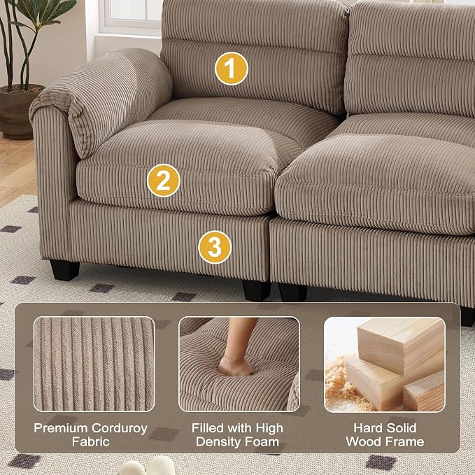 HAOMARKETS Corduroy Sofa Set, Upholstered Armchair and Loveseat - Image 4